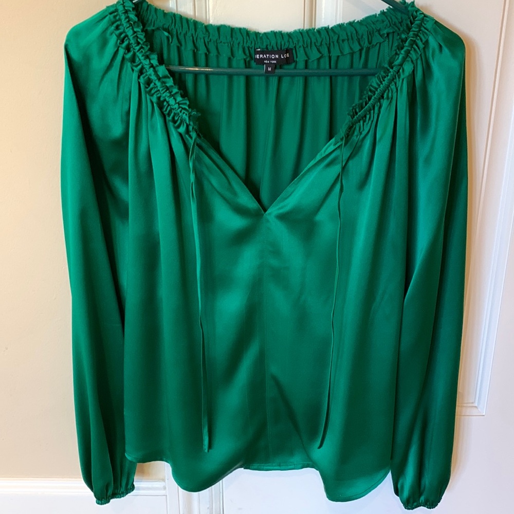 Gorgeous Kelly Green Silk Blouse.